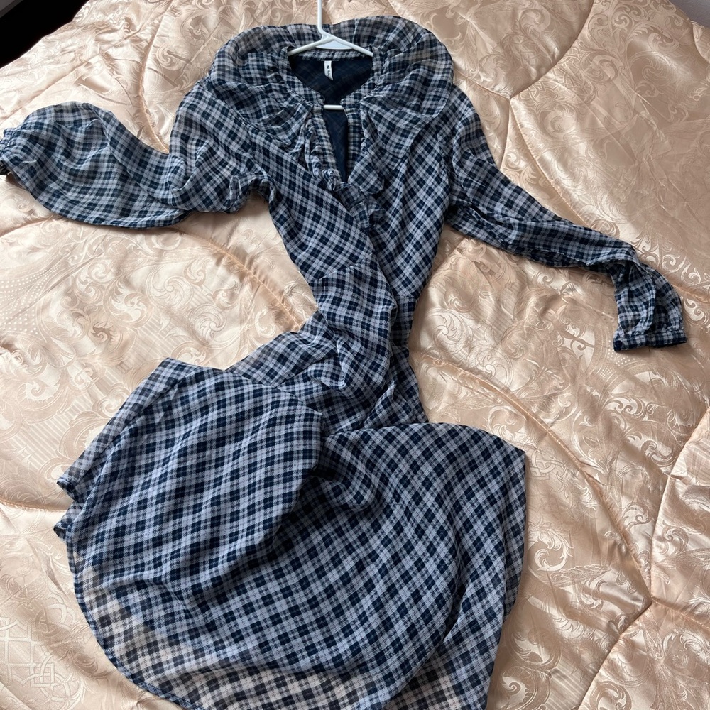 Pepe Jeans Black and White Bishop Sleeve Dress